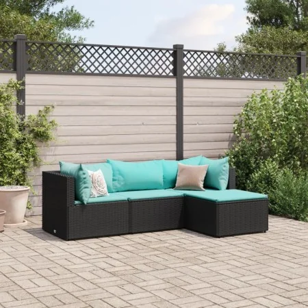 Juego de jardín con cojines 4 piezas ratán sintético negro von , Gartensets - Ref: Foro24-3308052, Preis: 253,66 €, Rabatt: -5%%
