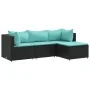 Juego de jardín con cojines 4 piezas ratán sintético negro von , Gartensets - Ref: Foro24-3308052, Preis: 253,66 €, Rabatt: -5%%