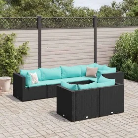 Set de muebles de jardín y cojines 7 pzas ratán sintético negro von , Gartensets - Ref: Foro24-3308188, Preis: 493,14 €, Raba...