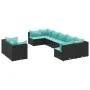 Set de sofás de jardín con cojines 9 pzas ratán sintético negro | Foro24.es | Tu tienda online para hogar, jardín y más Foro24.es