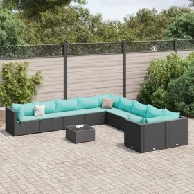 Set de sofás de jardín 11 pzas y cojines ratán sintético negro de , Conjuntos de jardín - Ref: Foro24-3308356, Precio: 785,25...