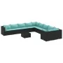 Set de sofás de jardín 11 pzas y cojines ratán sintético negro de , Conjuntos de jardín - Ref: Foro24-3308356, Precio: 785,25...