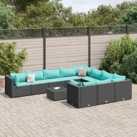 Set de sofás de jardín 11 pzas y cojines ratán sintético negro von , Gartensets - Ref: Foro24-3308340, Preis: 785,25 €, Rabat...