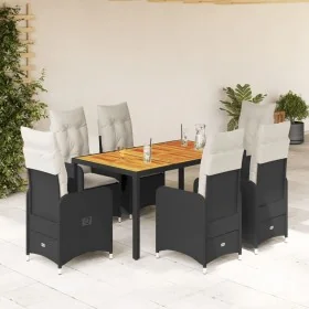 Set de mesa y sillas de jardín 7 pzas y cojines ratán PE negro by , Garden sets - Ref: Foro24-3276980, Price: 924,48 €, Disco...