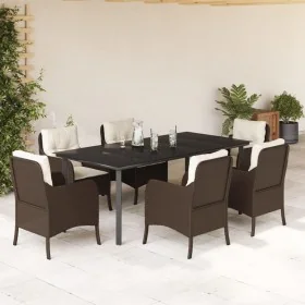 Set comedor de jardín 7 pzas con cojines ratán sintético marrón von , Gartensets - Ref: Foro24-3211946, Preis: 767,29 €, Raba...