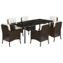 Set comedor de jardín 7 pzas con cojines ratán sintético marrón by , Garden sets - Ref: Foro24-3211946, Price: 785,81 €, Disc...