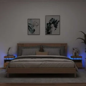 Mesitas de noche con luces LED 2 uds roble artisan 40x39x48,5cm de , Mesitas de noche - Ref: Foro24-857661, Precio: 128,22 €,...