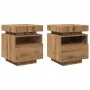 Mesitas de noche con luces LED 2 uds roble artisan 40x39x48,5cm by , Nightstands - Ref: Foro24-857661, Price: 128,22 €, Disco...