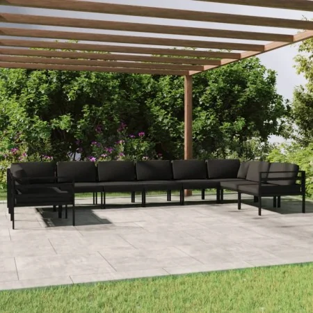 Set muebles de jardín 10 pzas y cojines aluminio gris antracita von , Gartensets - Ref: Foro24-3107816, Preis: 1,00 €, Rabatt...