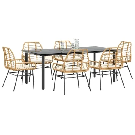 Juego de comedor de jardín 7 pzas con cojines ratán PE marrón von , Gartensets - Ref: Foro24-3334560, Preis: 554,46 €, Rabatt...
