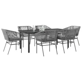 Juego comedor jardín 7 pzas cojines ratán
