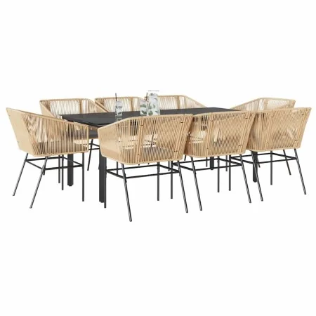 Juego comedor jardín 9 pzas cojines ratán sintético marrón by , Garden sets - Ref: Foro24-3334624, Price: 754,29 €, Discount:...