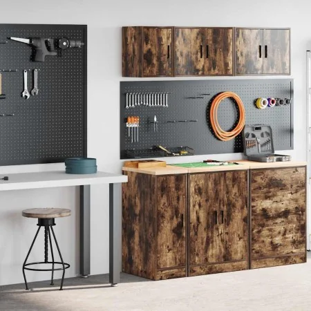 Armarios 2 uds para garaje madera ingeniería roble ahumado | Foro24.es | Tu tienda online para hogar, jardín y más Foro24.es