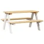 Mesa infantil con bancos IRUN madera maciza blanca 90x79,5x50cm | Foro24.es | Tu tienda online para hogar, jardín y más Foro24.es