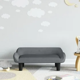 Sofá para niños de terciopelo gris oscuro