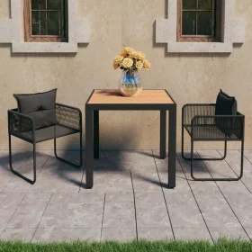 Set de comedor de jardín de 3 piezas PVC ratán negro y marrón de , Conjuntos de jardín - Ref: Foro24-3060106, Precio: 295,48 ...