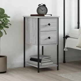 Mesita de noche madera de ingeniería gris Sonoma