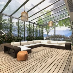 Set muebles de jardín 11 pzas y cojines ratán sintético marrón de , Conjuntos de jardín - Ref: Foro24-46826, Precio: 836,96 €...