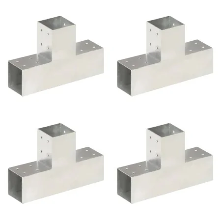 Conectores de postes en T 4 uds metal galvanizado 81x81 mm by , fence posts - Ref: Foro24-145464, Price: 60,77 €, Discount: -5%%