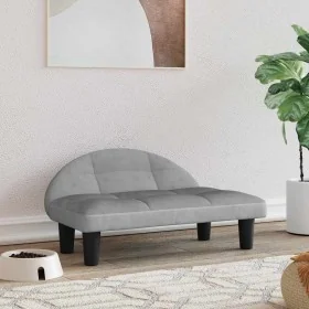 Cama para perros de terciopelo gris claro
