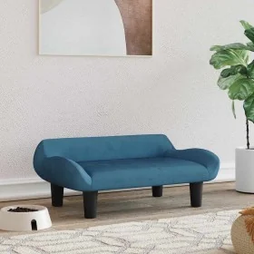Cama para perros de terciopelo azul 70x40x24 cm