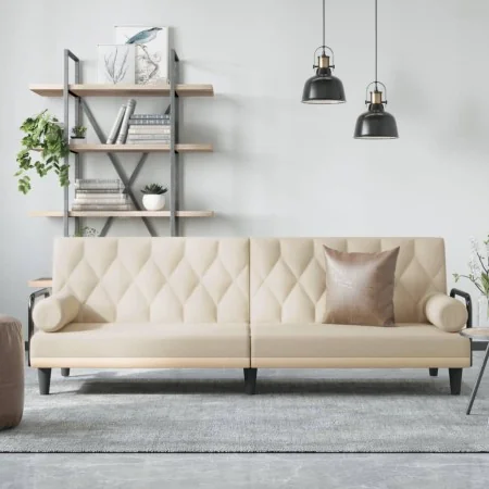 Sofá cama con reposabrazos tela color crema de , Sofás - Ref: Foro24-351940, Precio: 262,76 €, Descuento: -5%%