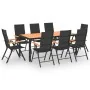 Juego de comedor para jardín 9 piezas negro y marrón von , Gartensets - Ref: Foro24-3060081, Preis: 768,00 €, Rabatt: -5%%