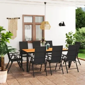 Juego de comedor de jardín 9 piezas negro y marrón von , Gartensets - Ref: Foro24-3060057, Preis: 791,47 €, Rabatt: -5%%