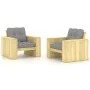 Sillas de jardín cojines 2 uds gris madera de pino impregnada by , Garden chairs - Ref: Foro24-3065790, Price: 401,04 €, Disc...