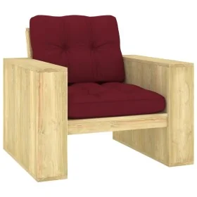 Silla de jardín y cojines vino tinto madera pino impregnada by , Garden chairs - Ref: Foro24-3065750, Price: 171,89 €, Discou...