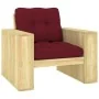 Silla de jardín y cojines vino tinto madera pino impregnada de , Sillas de jardín - Ref: Foro24-3065750, Precio: 171,89 €, De...