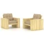 Sillas de jardín cojines 2 uds beige madera de pino impregnada von , Gartenstühle - Ref: Foro24-3065792, Preis: 395,38 €, Rab...