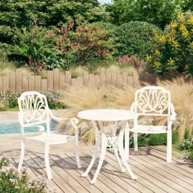 Mesa y sillas de bistró 3 piezas aluminio fundido blanco by , Garden sets - Ref: Foro24-3070573, Price: 492,02 €, Discount: -5%%
