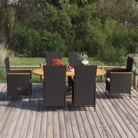 Juego de comedor de jardín 7 piezas ratán sintético negro de , Conjuntos de jardín - Ref: Foro24-3070766, Precio: 1,00 €, Des...