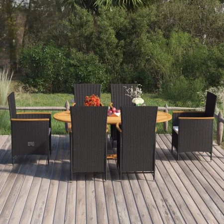Juego de comedor de jardín 7 piezas ratán sintético negro von , Gartensets - Ref: Foro24-3070766, Preis: 1,00 €, Rabatt: -5%%