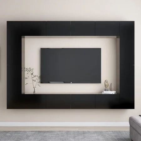 Set de muebles de salón TV 8 piezas madera ingeniería negro von , TV-Möbel - Ref: Foro24-3078775, Preis: 464,74 €, Rabatt: -5%%