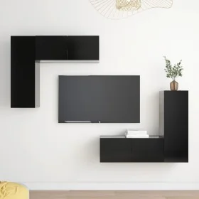 Set de muebles de salón TV 4 piezas madera de ingeniería negro von , TV-Möbel - Ref: Foro24-3078794, Preis: 165,89 €, Rabatt:...