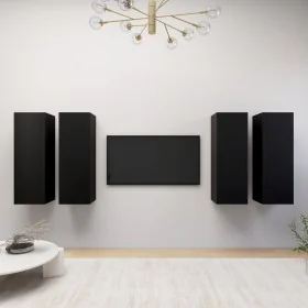 Mueble para TV 4 pzas madera de ingeniería negro 30,5x30x90 cm von , TV-Möbel - Ref: Foro24-3078846, Preis: 155,33 €, Rabatt:...