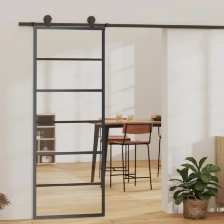 Puerta corredera con herrajes ESG vidrio y aluminio 76x205 cm von , Türen - Ref: Foro24-3081950, Preis: 191,17 €, Rabatt: -5%%