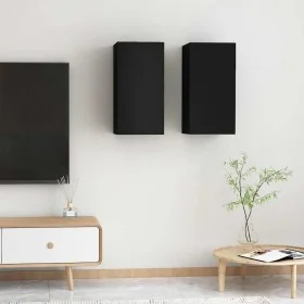 Muebles para TV 2 uds madera contrachapada negro