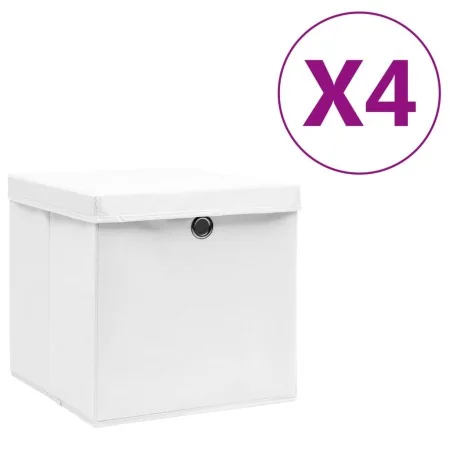 Cajas de almacenaje con tapas 4 uds blanco 28x28x28 cm de , Cestas para almacenaje - Ref: Foro24-325208, Precio: 28,40 €, Des...