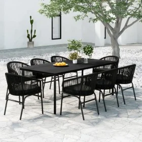 Juego de comedor de jardín 9 piezas negro de , Conjuntos de jardín - Ref: Foro24-3099226, Precio: 926,63 €, Descuento: -5%%