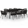 Juego de comedor de jardín 9 piezas negro de , Conjuntos de jardín - Ref: Foro24-3099226, Precio: 926,63 €, Descuento: -5%%