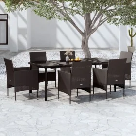 Juego de comedor de jardín 7 piezas con cojines negro de , Conjuntos de jardín - Ref: Foro24-3099285, Precio: 593,81 €, Descu...