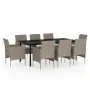 Juego de comedor para jardín 9 piezas con cojines beige y negro by , Garden sets - Ref: Foro24-3099298, Price: 791,44 €, Disc...