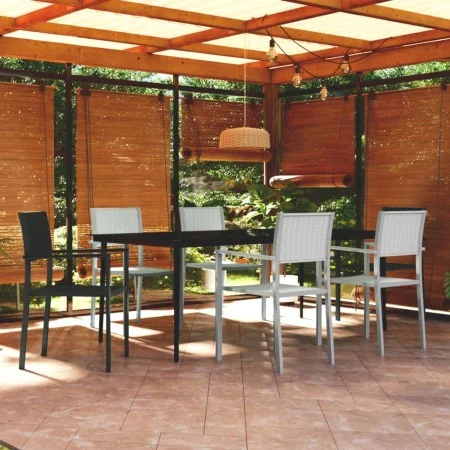 Juego de comedor para jardín 7 piezas blanco y negro by , Garden sets - Ref: Foro24-3099279, Price: 499,13 €, Discount: -5%%