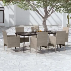 Juego de comedor de jardín 7 piezas con cojines beige y negro de , Conjuntos de jardín - Ref: Foro24-3099321, Precio: 569,64 ...