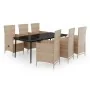 Juego de comedor de jardín 7 piezas con cojines beige von , Gartensets - Ref: Foro24-3099459, Preis: 934,68 €, Rabatt: -5%%