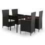 Juego de comedor de jardín 5 piezas con cojines negro by , Garden sets - Ref: Foro24-3099427, Price: 661,00 €, Discount: -5%%
