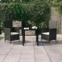 Juego de comedor de jardín 3 piezas con cojines negro by , Garden sets - Ref: Foro24-3099425, Price: 346,37 €, Discount: -5%%